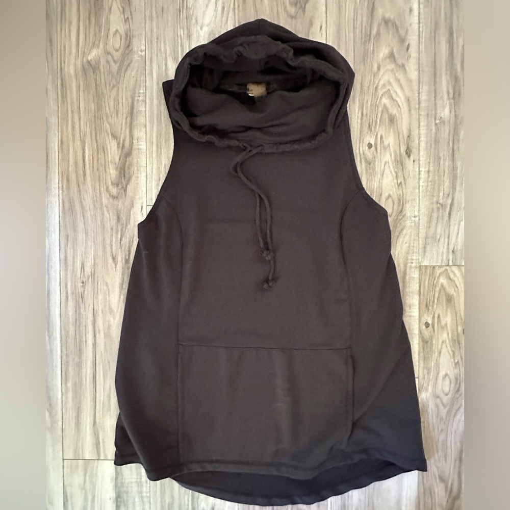 Calia Sweatshirt Hoodie Sleeveless Funnel Neck Kangaroo Pocket Black Size Large - Picture 2 of 9
